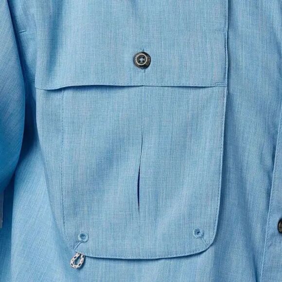 Magellan Outdoors Aransas Pass Heather Short Sleeve Fishing Shirt Blue XS NWT - Picture 3 of 8